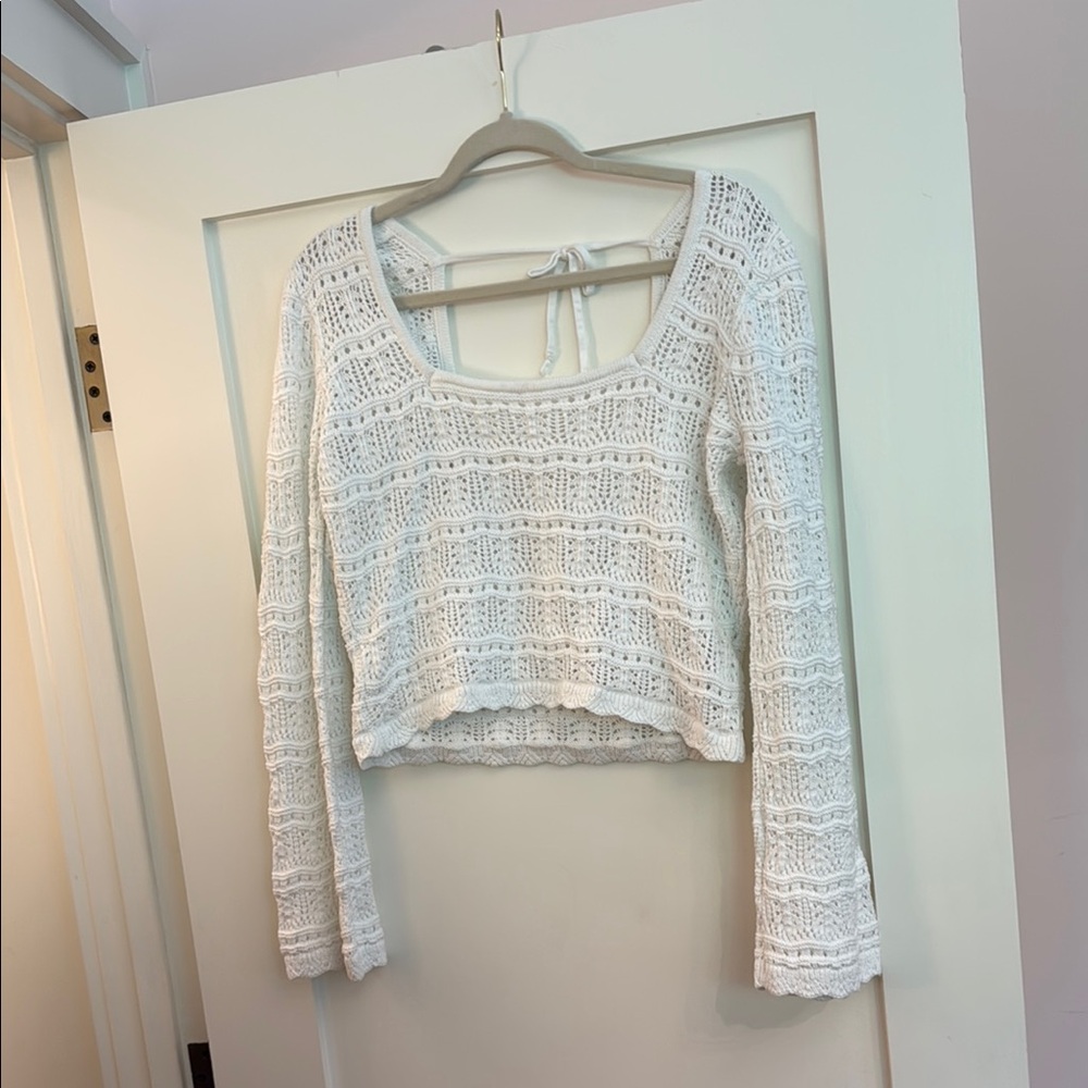 White Crochet Knit Top